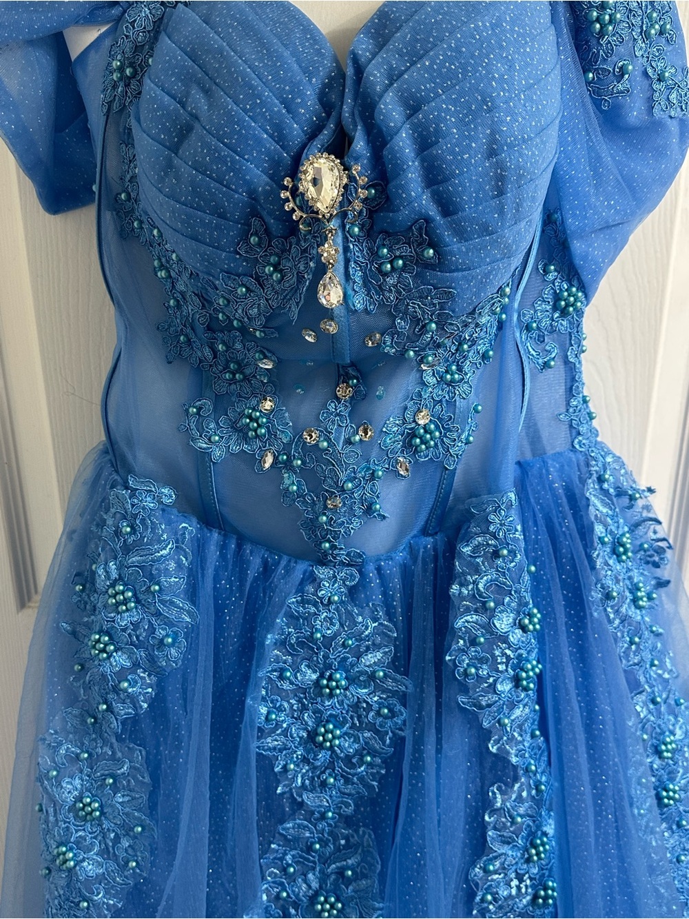 Blue Beaded Ball Gown